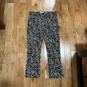 Crazy fun black and white ZARA pants abstract squiggles print crop